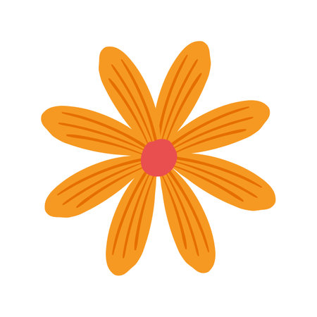 cute flower decorative icon vector illustration design graphic flat style orange colorのイラスト素材
