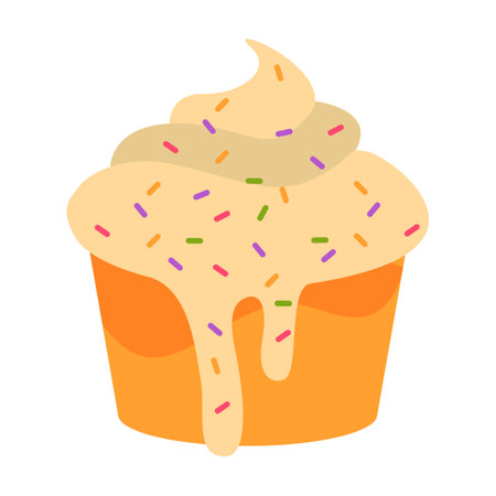 Cupcake with cream and sprinkles icon, isometric 3d styleのイラスト素材
