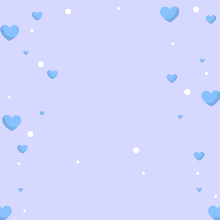 Heart love confettis. Valentine's day falling rain background. Falling transparent hearts confetti on light blue background. Delicate vector illustration.のイラスト素材