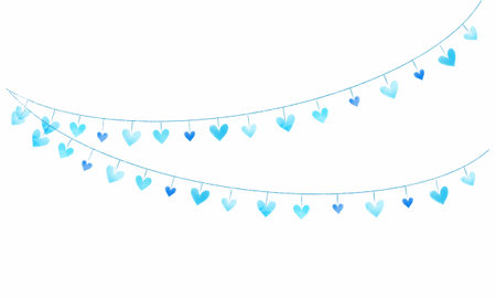 Blue hearts garland isolated on a white background. Vector illustration.のイラスト素材