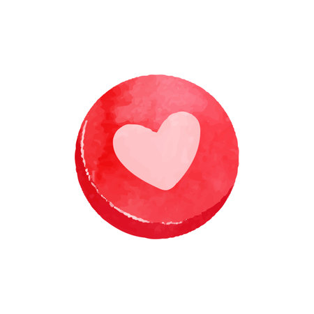 Red circle with heart on white background. Vector watercolor illustration.のイラスト素材