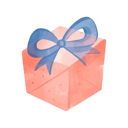Gift box with a bow. Vector illustration in watercolor style.のイラスト素材