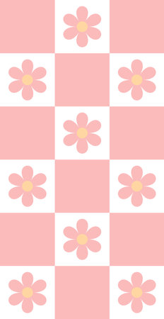 Cute seamless pattern with pink and white flowers. Vector illustration.のイラスト素材