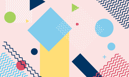 Abstract geometric background with memphis elements. Retro style 80s-90s. Vector illustration