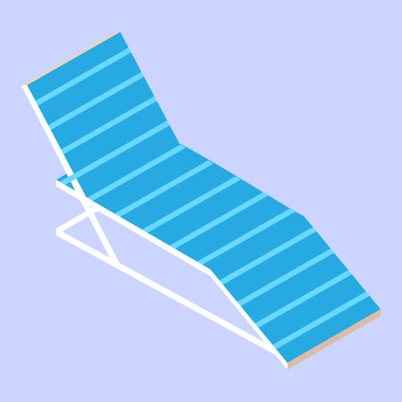 Beach chaise-longue icon in isometric 3d style on a blue background