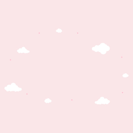 Cute pink background with white clouds. Seamless pattern.のイラスト素材