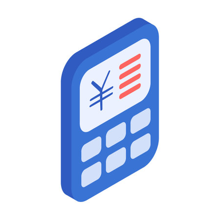 Calculator icon, isometric 3d style on a white backgroundのイラスト素材