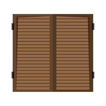 Wooden door isolated on white background. Vector illustration in flat style.のイラスト素材