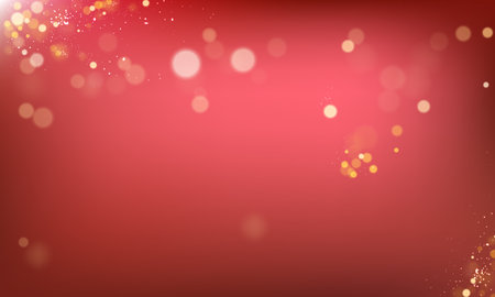 Abstract red background with bokeh lights and stars. Vector illustration.のイラスト素材