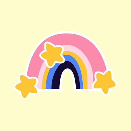 Rainbow and stars. Cute vector illustration in flat style.のイラスト素材