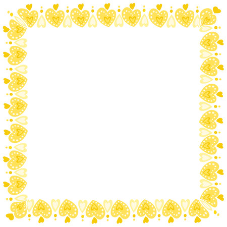 Frame with yellow hearts on a white background. Place for your text.のイラスト素材