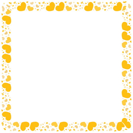 Frame of yellow hearts on a white background. Vector illustration. Place for your text.のイラスト素材