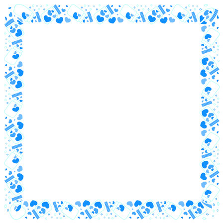 Square frame with blue paw prints. Vector frame for your text.のイラスト素材