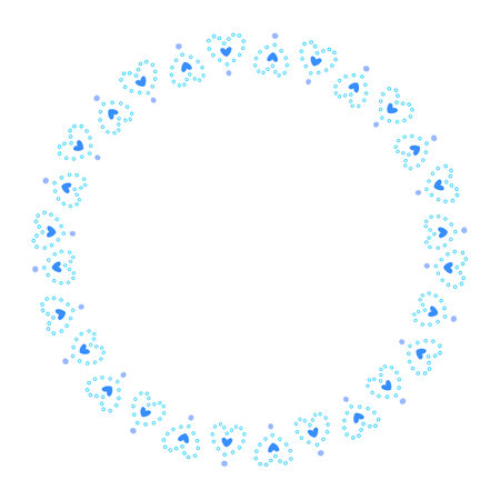Round frame with blue paw prints on white background. Vector illustration.のイラスト素材