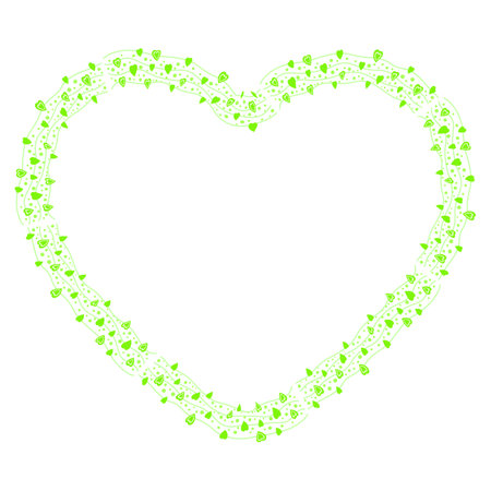 Heart shape made of green leaves. Vector illustration on white background.のイラスト素材