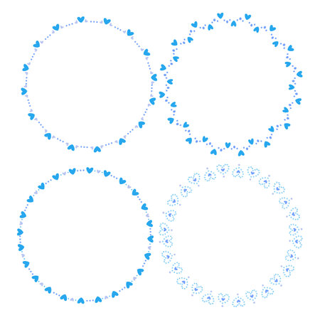 Set of blue hearts in a circle. Vector illustration for your design.のイラスト素材