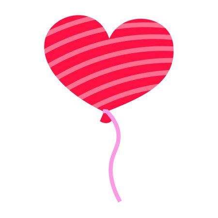 Pink heart-shaped balloon isolated on white background. Vector illustration.のイラスト素材