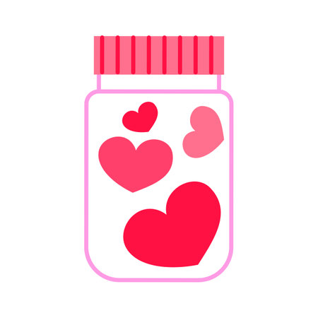 Bottle of love with hearts. Vector illustration in flat style.のイラスト素材