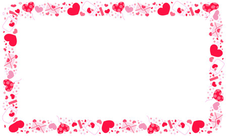 valentine frame with hearts on white background, vector illustration.のイラスト素材