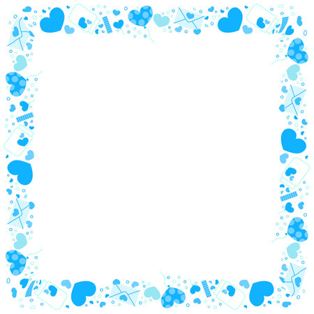 Blue frame with hearts on a white background. Place for your text.のイラスト素材