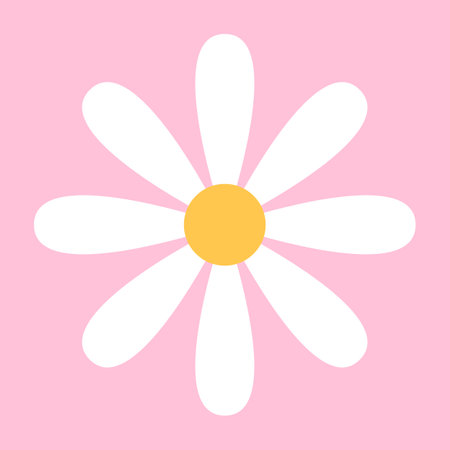 Daisy flower flat icon on pink background. Vector illustration for web design.のイラスト素材