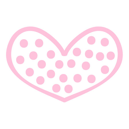 Pink heart with polka dots on white background. Vector illustration.のイラスト素材