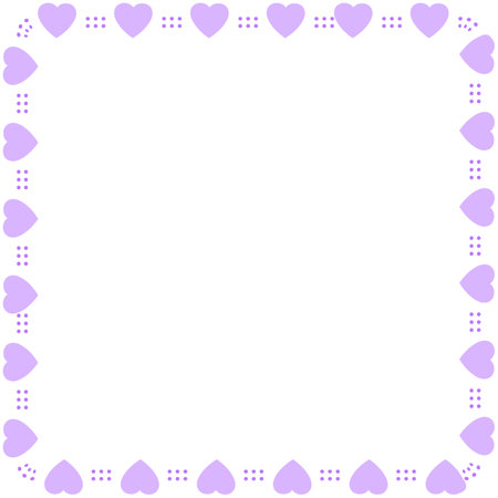 valentine's day frame with purple hearts on a white backgroundのイラスト素材