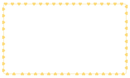 Yellow border frame with hearts on white background. Vector clip art.のイラスト素材