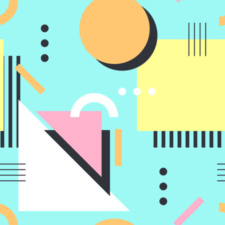 Memphis seamless pattern. Retro geometric background in 80s-90s style. Vector illustrationのイラスト素材
