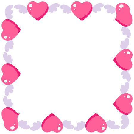 Valentine's Day frame with hearts. Vector clip art.のイラスト素材