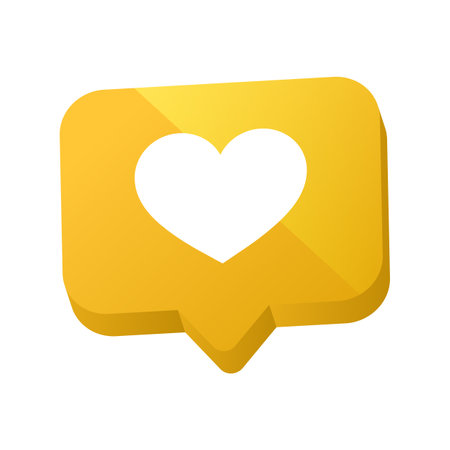 Illustration of an isolated square chat bubble with  a heart icon