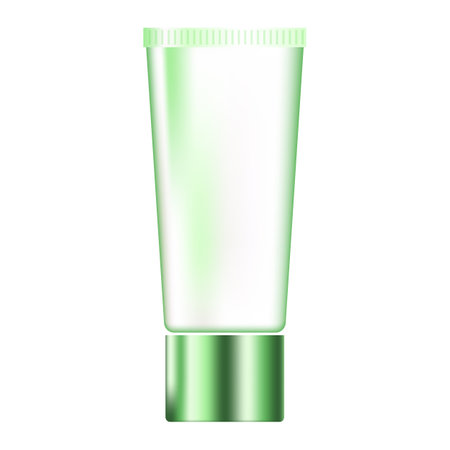 Green cosmetic tube isolated on white background. Vector illustration. Eps 10.のイラスト素材