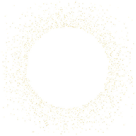 Gold glitter circle frame on white background. Golden sparkles. Vector illustration.のイラスト素材