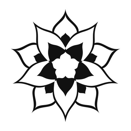 Mandala icon in black style isolated on white background. India symbol stock vector illustration.のイラスト素材