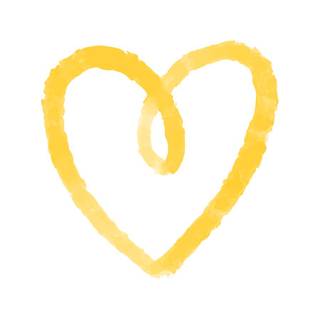 Vector illustration of a yellow heart on a white background. Hand drawn.のイラスト素材
