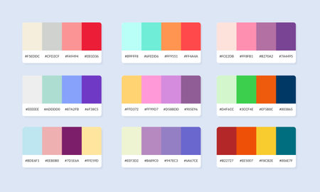 Set of multicolored business cards. Vector illustration. Flat design.