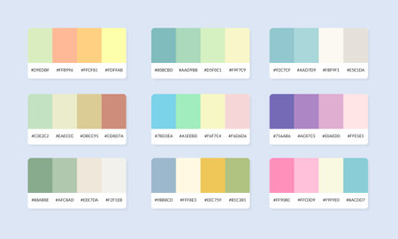 Set of color palette guide for web design. Vector Illustration.