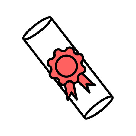Diploma icon vector illustration, outline design editable stroke on white background.のイラスト素材