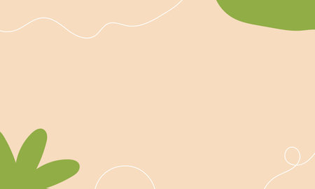 Abstract background with green leaves on pastel beige background. Vector illustration.