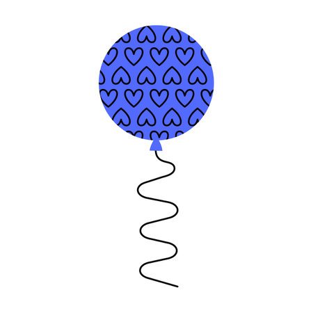 Blue balloon with heart icon. Flat illustration of blue balloon with heart icon for web designのイラスト素材