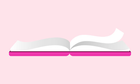 Open book with blank white pages on pink background. Vector illustration.のイラスト素材
