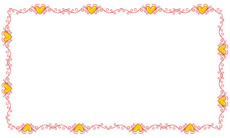Valentine's day frame with hearts on white background. Vector illustration.のイラスト素材