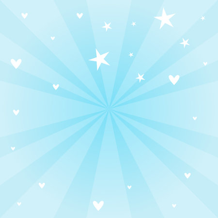 Abstract blue background with hearts and stars. Vector illustration. Eps 10.のイラスト素材