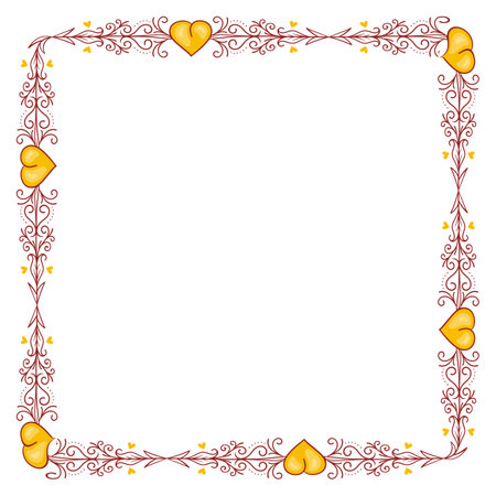 Beautiful frame with hearts on a white background. Vector illustration.のイラスト素材
