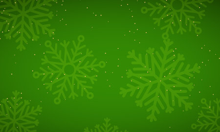 Green christmas background with snowflakes. Vector Illustration.のイラスト素材