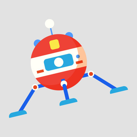 Robot flat icon. Cute cartoon character. Vector illustration.のイラスト素材