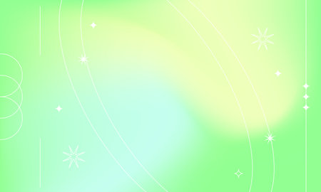 Abstract green background with lines, circles and stars. Vector illustration.