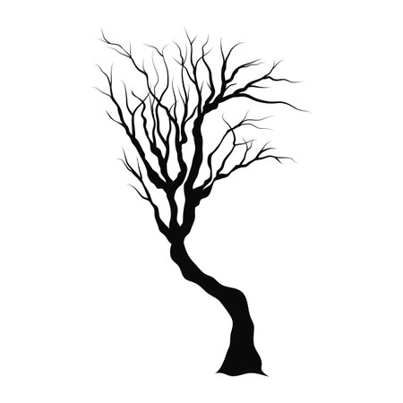 Black Tree Silhouette Isolated on White Background. Vector Illustrationのイラスト素材