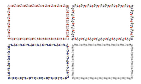 Set of frames in the form of hearts on a white background.のイラスト素材