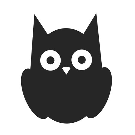 Owl black simple icon on white background for web design, mobile appのイラスト素材